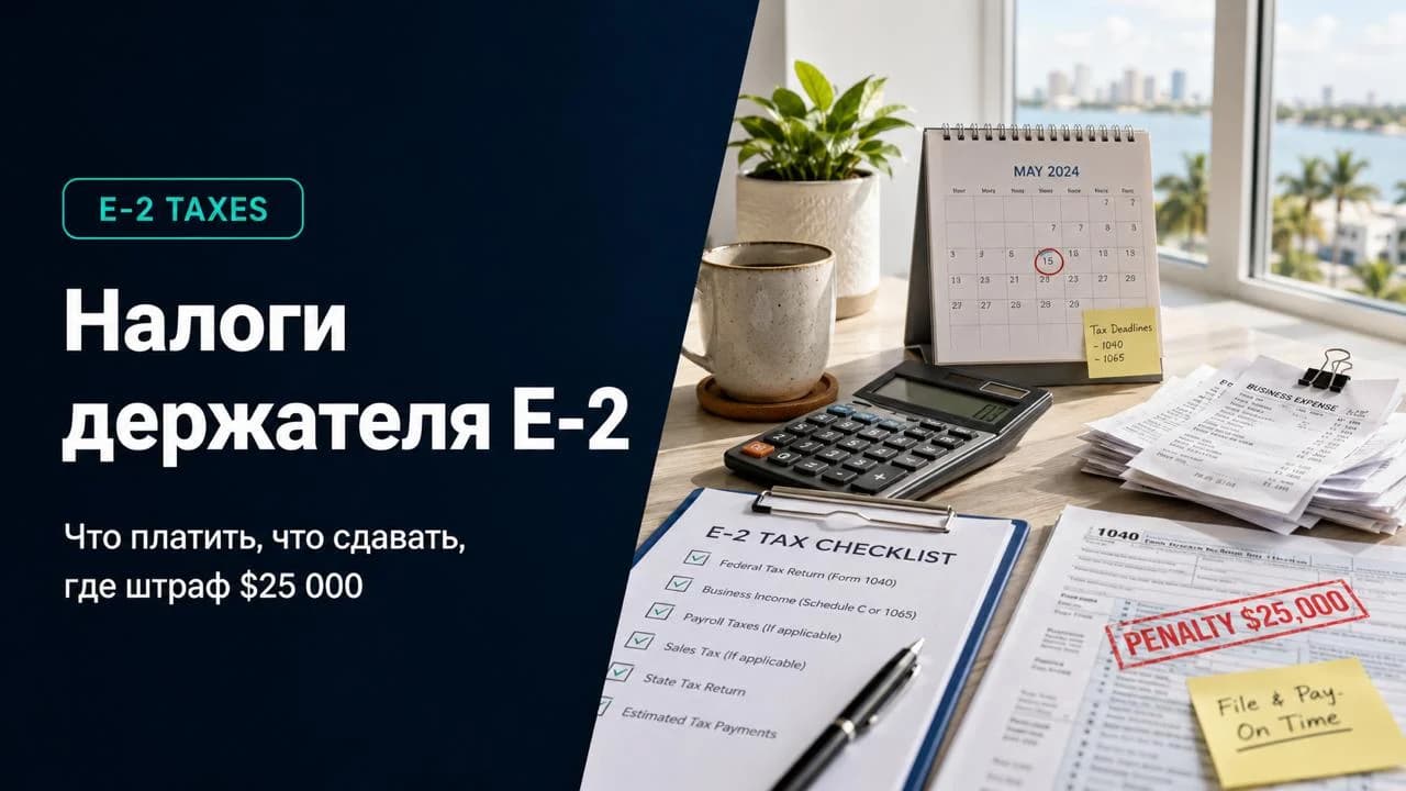 Налоги держателя E-2: что платить, что сдавать и где штраф $25 000